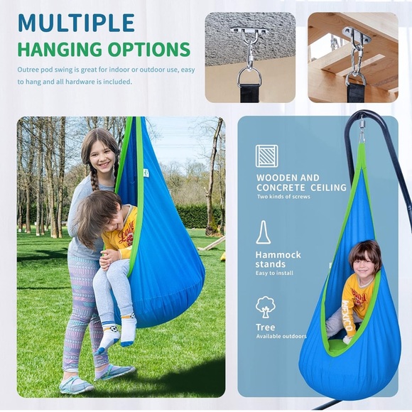 OUTREE Kids Pod Swing Seat Cotton Child Hammock Chair - Picture 2 of 6